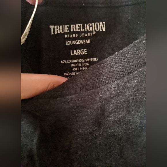 True Religion Men's Black-Grey Short Sleeve T-shirt (L) - Picture 2 of 3